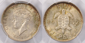 Fiji 1942 S 6 Pence Turtle animal PCGS MS 64 PI0129 combine shipping