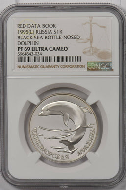Russia 1995 Rouble silver NGC PF69UC Black Sea Bottle-Nosed Dolphin