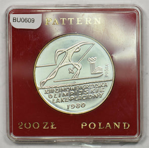 Poland 1980 200 Zloty Proof Lake Placid olympics skier proba pattern BU0609 comb