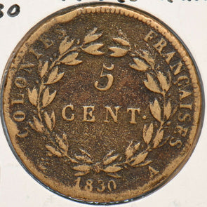 French Colonies 1830 A 5 Centimes 296709 combine shipping