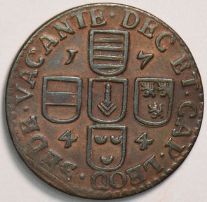 Belgium 1744 Liard Liege, Copper rare Sede Vancante L0028 combine shipping