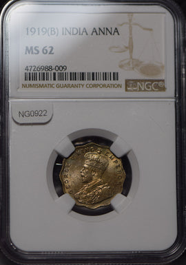 British India 1919 Anna NGC MS62 NG0922 combine shipping