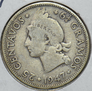 Dominican Republic 1947 25 Centavos 150844 combine shipping
