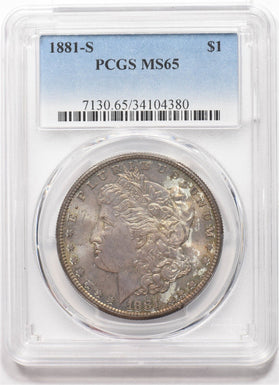 1881-S Morgan Dollar Silver Stunning Toning PCGS MS65 PC1616