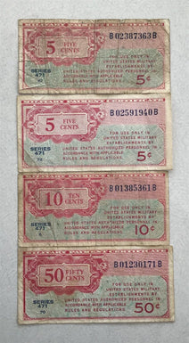 1940Military payment certificates (Late 1940's). Series 471. 2-5 Cents,1-10 Cen