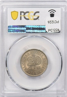 Malaya and British Borneo 1961 20 Cents PCGS MS 64 rare condition PC1226 combin
