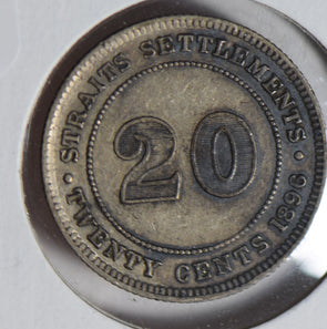 Straits Settlements 1896 20 Cents silver  S0263 combine shipping