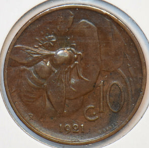 Italy 1921 10 Centesimi Honey Bee animal 194222 combine shipping