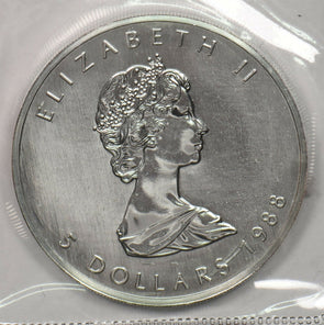 Canada 1988 5 Dollar Maple leaf.Original RCM sealed.1oz silver BU0704* combine s