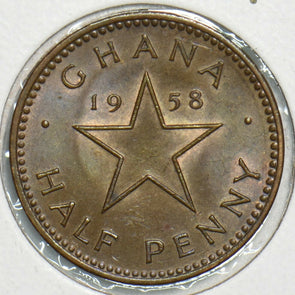 Ghana 1958 1/2 Penny 0 197771 combine shipping