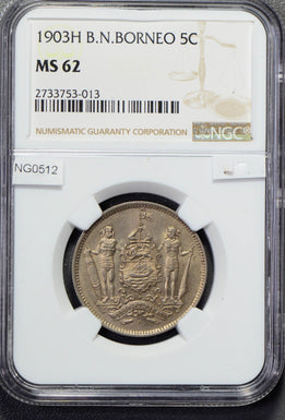 Malaya and British Borneo 1903 H 5 Cents NGC MS62 NG0512 combine shipping