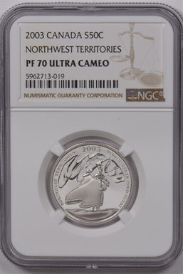 Canada 2003 50 Cents Silver NGC Proof 70 Ultra Cameo Northwest Territories Perfe
