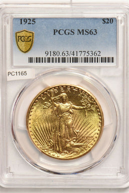 1925 $20 gold PCGS MS63 Saint Gaudens PC1165 combine shipping