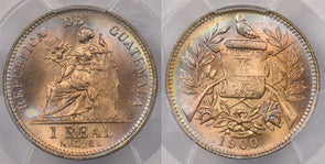Guatemala 1900 Real PCGS MS 66 stunning color Only 2 Higher PC1327 combine