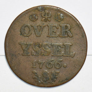 Netherlands 1766 Duit Overyssel. New York Colonial Penny 197585 combine shipping