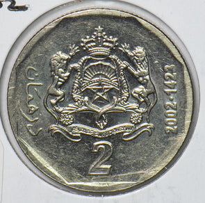 Morocco 2002 AH 1423 2 Dirhams 901584 combine shipping