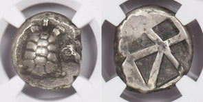 Greece, Isl. of Aegina 457 -350 c. BC AR Stater silver NGC XF 12.39g obv tortois