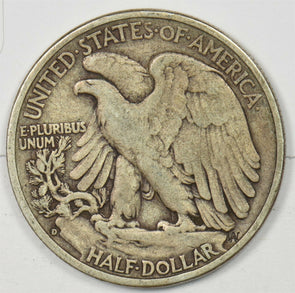 1938-D Walking Liberty Half Dollar 90% silver VF U0431