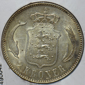 Denmark 1915 2 Kroner Porpoise animal Lion 490642 combine shipping