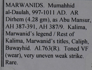 Umayyad Marwanids 387 /9 Dirhem  Mumahhid al-Daulah M0078 combine shipping