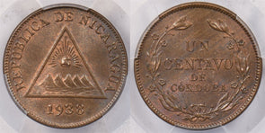 Nicaragua 1938 Centavo PCGS MS 65 BROWN PI0169 combine shipping