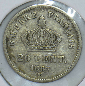 France 1867 Napoleon III 20 Centimes 291339 combine shipping
