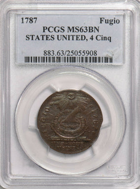 1787 Fugio PCGS MS63BN 4 Cinquefoils RARE this condition PC1190 combine shippi