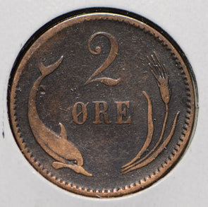 Denmark 1881 2 Ore Dolphin animal  901466 combine shipping