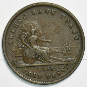 Canada 1852 Half Penny Quebec bank token 298543 combine shipping