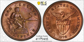 Philippines 1928 M Centavo Eagle animal PCGS MS65RB KM-163 PC1063 combine shippi