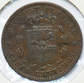 Spain 1878 5 Centimos Lion animal 193263 combine shipping