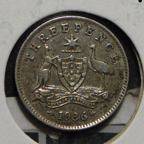Australia 1936 3 Pence Kangaroo animal Emu  901246 combine shipping