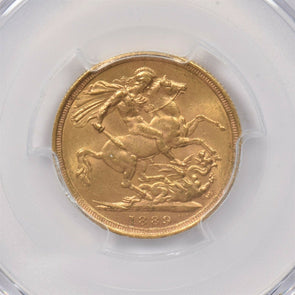 Australia 1889 -S Sovereign gold PCGS MS61 S-3868 DISH S1 1 1st Obverse PC1203 c