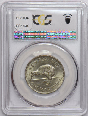 New Zealand 1942 Florin Kiwi bird animal PCGS AU55 PC1094 combine shipping