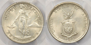 Philippines 1945 S 50 Centavos silver PCGS UNC PI0228 combine shipping