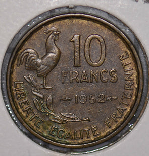 France 1952 10 Francs Rooster animal  900433 combine shipping