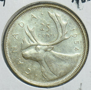 Canada 1954 25 Cents Caribou animal AU UNC 197915 combine shipping