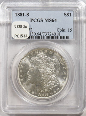 1881-s Morgan Dollar Silver Morgan dollar PCGS MS64 PC1534