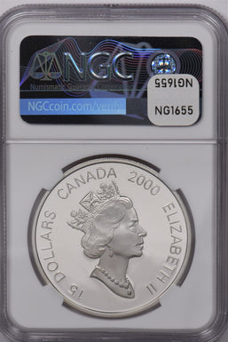 Canada 2000 15 Dollars Silver NGC Proof 69 Ultra Cameo Lunar Cameo Series Gilt Y