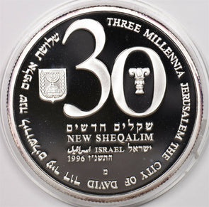 Israel 1996 30 New Sheqalim Proof 5oz silver Jerusalem 3000 yrs BU0732 combine s