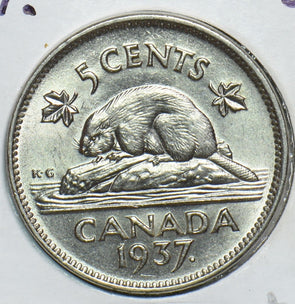 Canada 1937 5 Cents UNC Beaver 298702 combine shipping