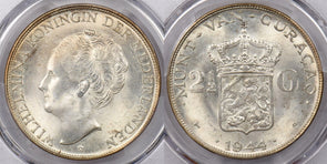 Curacao 1944 D 2 1/2 Gulden PCGS MS 65 PC1431 combine shipping