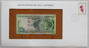 Vanuatu 1982 100 Vatu Bank notes of all nations. 25 Cents stamp RC0558 Cattle co