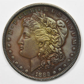 1889 Morgan Dollar Silver Deep rainbow tone color MS++ U0235