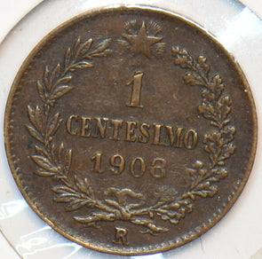 Italy 1908 R Centesimo 150862 combine shipping