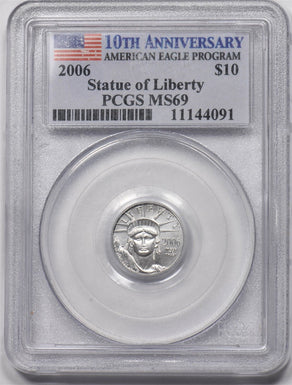 2006 Platinum Eagle 1/10oz American Liberty $10.9995 PCGS MS69 PC1601