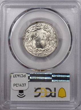 Switzerland 1965 B 2 Francs PCGS MS 66 KM-21 PC1437 combine shipping
