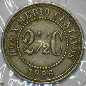 Colombia 1886 2 1/2 Centavos 196096 combine shipping