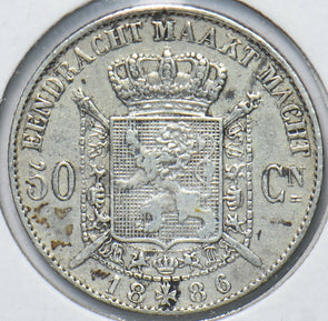 Belgium 1886 50 Cents Lion animal 193033 combine shipping