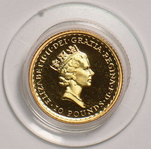 Great Britain 1989 PROOF 10 Pounds gold 1/10oz gold In mint capsule GL0156 combi
